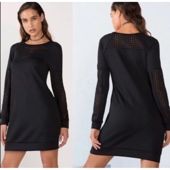 Fabletics Sweatshirt Dress Women Size S Black Tilly Athletic Dress Mini Dress - Picture 1 of 13